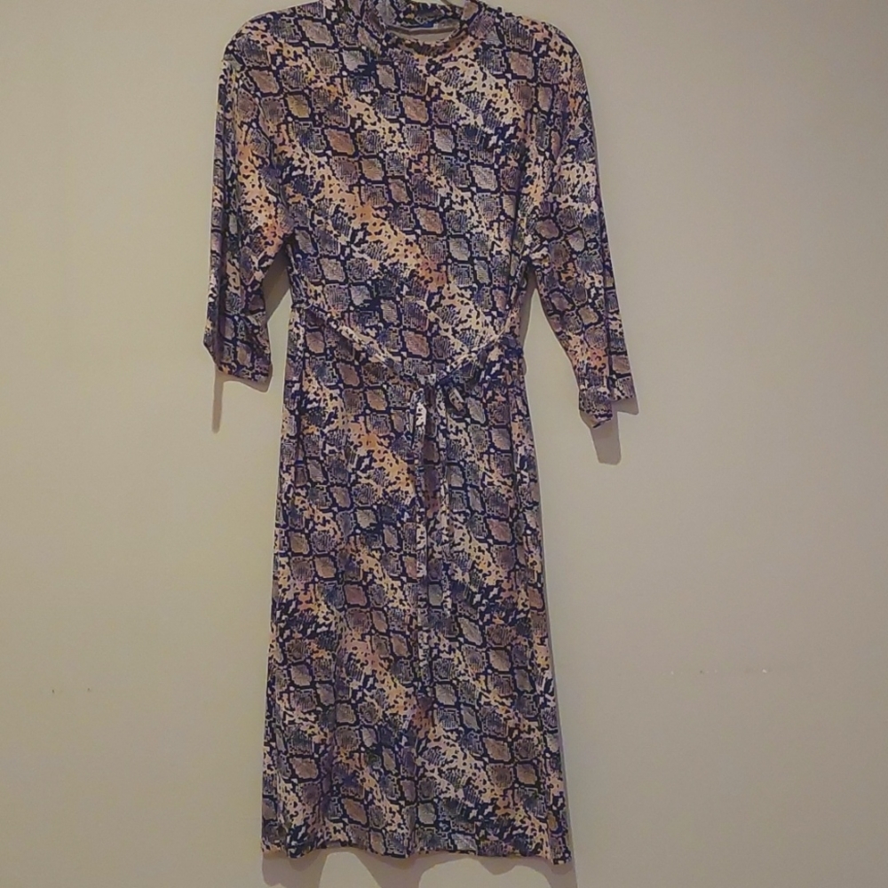 ZARA animal print maxi long sleeve loose dress